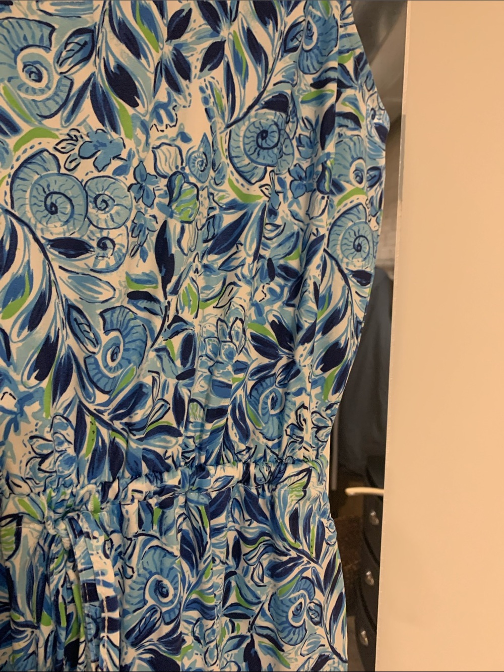 Blue Floral Sleeveless Polo Dress with White Collar - Picture 2 of 6